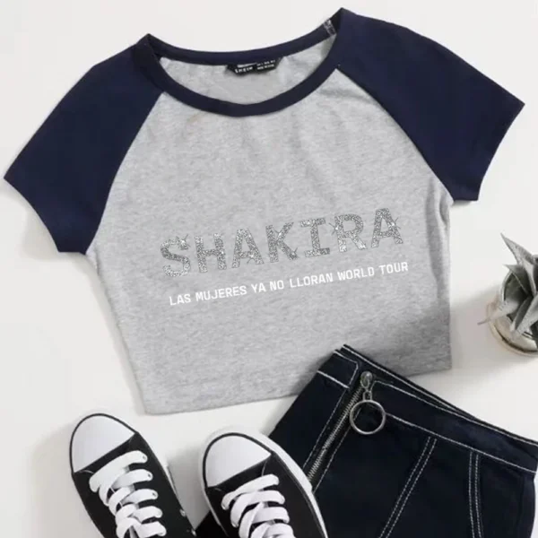 Shakira Las Mujeres Ya No Lloran World Tour 2024 Crop Tops T-Shirt Girls Super-short Fans Gift O-Neck Short Sleeves Fashion - Image 5