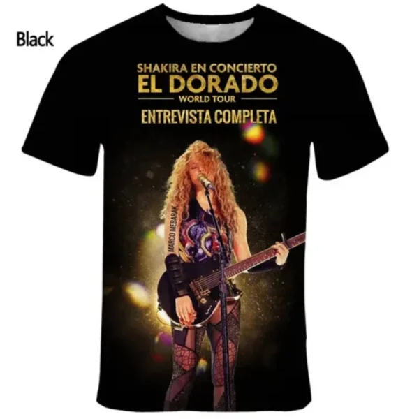 Men Women Casual Personality Short-sleeved Oversized T Shirt Trend Fashion Singer Shakira 3D Print T-shirt for Harajuku Tops - Image 2